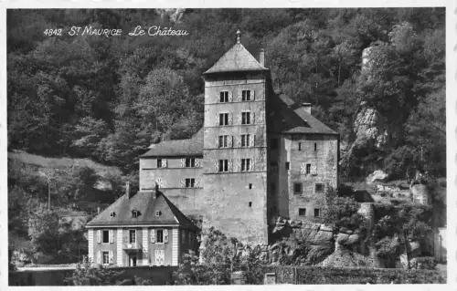L099 Schweiz Schloss St Maurice le Chateau Vintage Postkarte