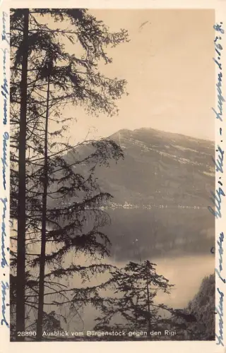 L045 Schweiz 1929 Ausblick von buergenstock gegen den Rigi alte Postkarte