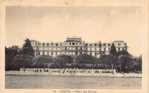 L045 Schweiz 1927 Genfer Völkerpalast alte Postkarte