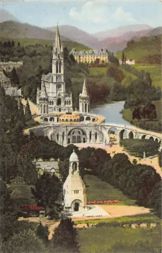 A191 Frankreich 1956 Lourdes Basilique Denkmal Interallie Vintage Postkarte