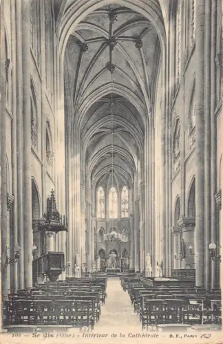 A192 Frankreich Senlis Oise Innenraum der Kathedrale Vintage Postkarte