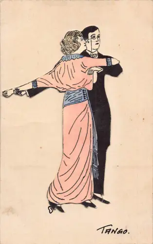 Paar tanzt Tango Neuheit Postkarte L575