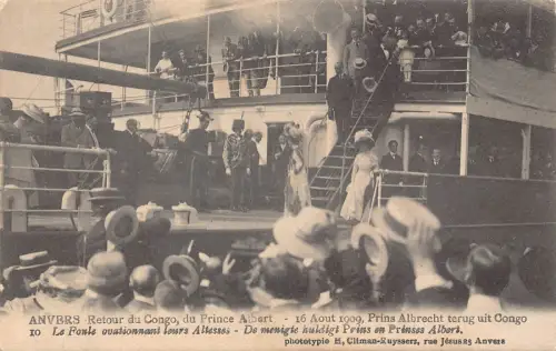 Königsprinz Albert Belgien Anvers Schiff Rückkehr aus Kongo Postkarte L575