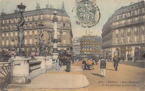 Frankreich Paris Rue Hallevy et Carrefour Lafayette Postkarte L575