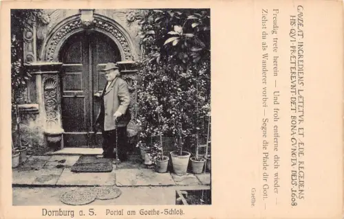 L120 Deutschland Dornburg a S Portal am Goethe Schloss Torwächter Vintage Postkarte