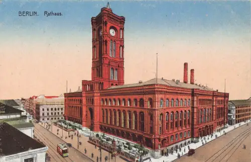 L119 Deutschland Berlin Rathaus Rathaus Straßenbahn Vintage Postkarte