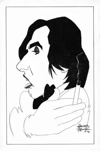 L287 Musik Sänger Karikatur von James Hall Thomson Bryan Ferry signierte Postkarte