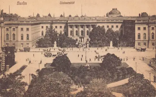 L119 Deutschland Berlin Universität Kutschen Pferde Vintage Postkarte