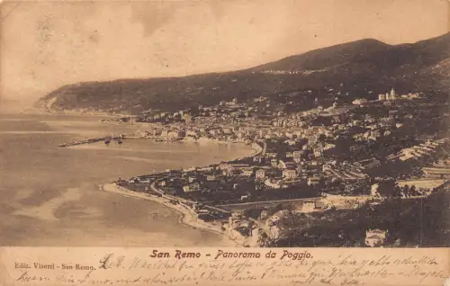 L416 Italien San Remo 1907 Panorama da Poggio Vintage Postkarte