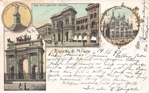 L416 Italien Milano 1897 Litho Vintage Postkarte