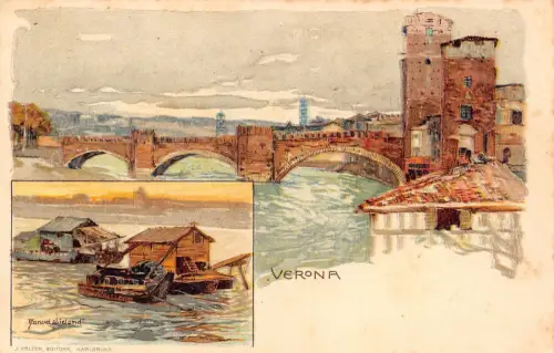 L486 Italien Verona Wielandt signierte alte Postkarte