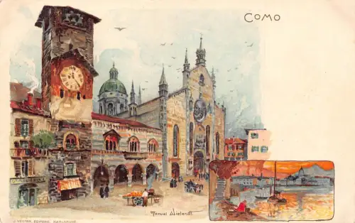 L486 Italien Como Wielandt signierte alte Postkarte