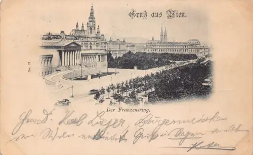 A200 Österreich 1898 Gruss aus Wien Wien Franzensring Vintage Postkarte