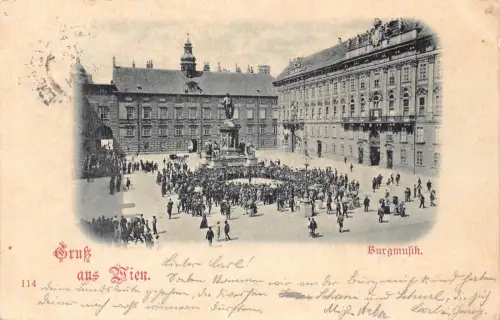 A200 Österreich 1897 Gruss aus Wien Wien Burgmusik Platz Vintage Postkarte
