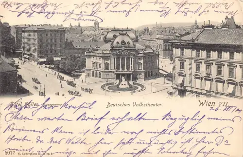 A201 Österreich 1904 Wien Hotel Hoeller Deutsches Volkstheater Vintage Postkarte
