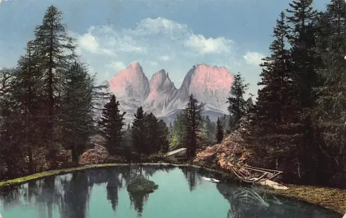 A202 Österreich 1912 Langkofelgruppe Pordoijoch Berge Vintage Postkarte