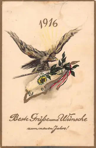 L126 Gruß Deutschland 1. Weltkrieg Adler Flagge Wappen 1916 Feldpostkarte