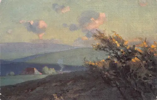 A204 Deutschland Frühling im Schwarzwald Kunst signiert Fr Reiss Vintage Postkarte