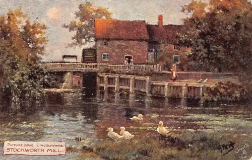 A204 England 1909 Lincolnshire Stockworth Mill Ducklings Farm Mill Postkarte