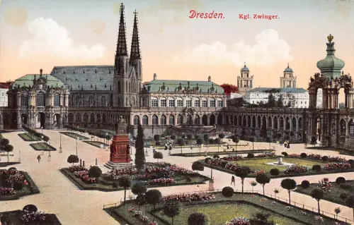 A211 Deutschland Schloss Dresden Kgl Zwinger Garten Vintage Postkarte