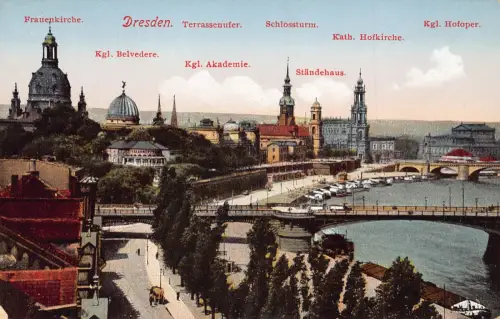 A211 Deutschland Dresden Hofoper Akademie Belvedere Vintage Postkarte
