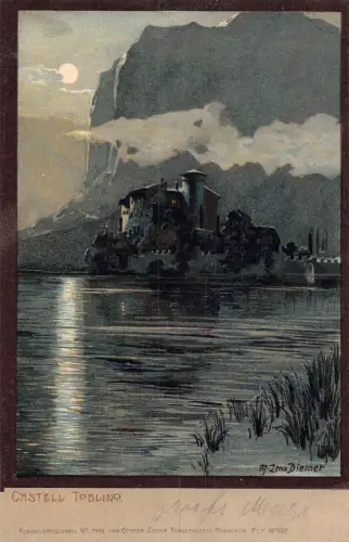 Italien Castell Toblino signiert Diemer Vintage Postkarte