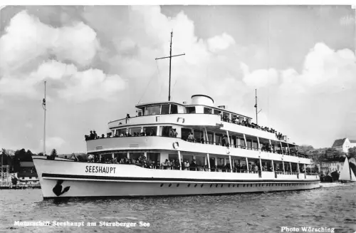 A213 Deutschland Motorschiff Seeshaupt Starnberger See Schiff RPPC Vintage Postkarte
