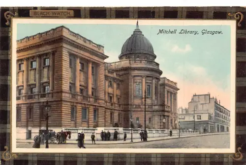 A031 Schottland Glasgow Mitchell Library Tartan Black Watch Postkarte