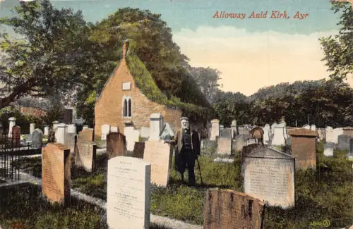 A031 Schottland Alloway Auld Kirk Kirche Friedhof Vintage Postkarte