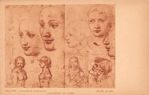 B094 Pinacoteca Ambrosiana Milano Leonardo Da Vinci Mädchen Portraits Postkarte