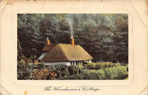B123 Passepartout 1908 Woodman's Cottage England Vintage Postkarte