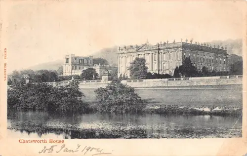 B116 England 1904 Chatsworth House Vintage Postkarte