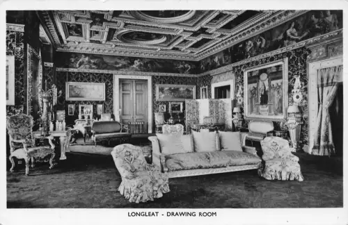 B116 England Longleat Salon RPPC Vintage Postkarte
