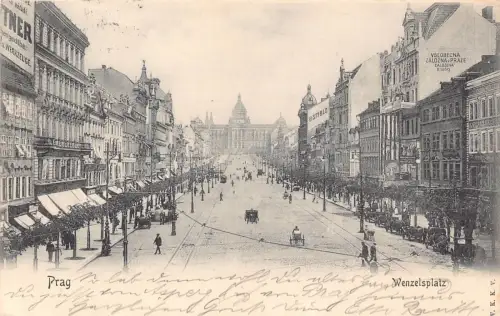 B111 Tschechien 1905 Prag Wenzelsplatz Platz B Styblo Schild Postkarte