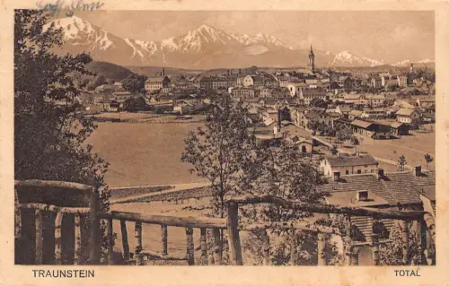 B097 Deutschland 1921 Traunstein Gesamtansicht alte Postkarte