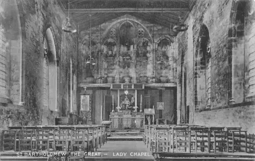 B129 England St Barthoomew The Great Lady Chapel Vintage Postkarte