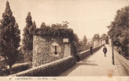 B129 England Canterbury 1912 Stadtmauer Vintage Postkarte