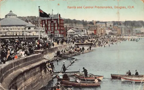 B129 England 1922 Harris und Central Promenaden Douglas Isle of Man Postkarte