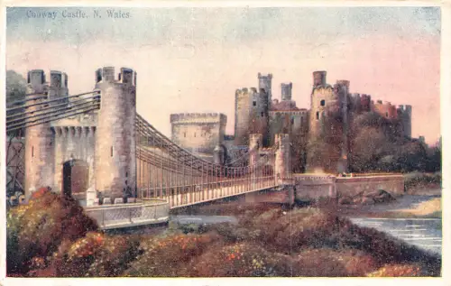 B116 Wales Conway Castle and Bridge Vintage Postkarte