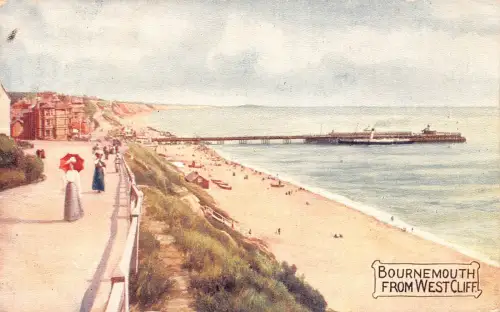B115 England 1911 Bournemouth von West Cliff Vintage Postkarte