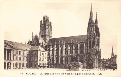 B092 Frankreich Rouen Place de l'Hotel de Ville et L'Eglise Saint Ouen Postkarte