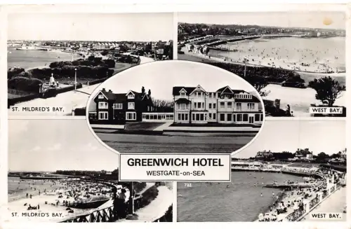 B130 England Greenwich Hotel Westgate-on-Sea RPPC Vintage Postkarte