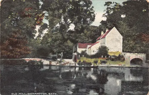 B126 England Old Mill Bathampton Bath Vintage Postkarte