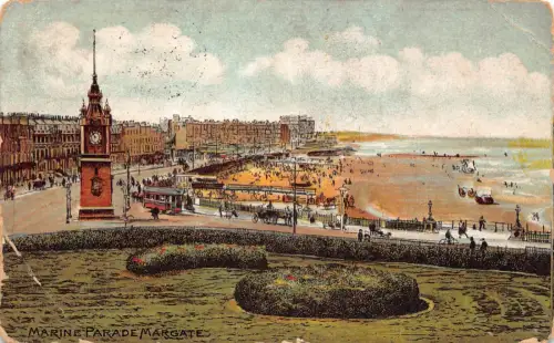 B126 England 1910 Marine Parade Margate Vintage Postkarte