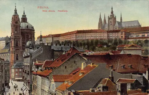 B109 Tschechien Praha Prag Mala Strana Burg Hradschin Vintage Postkarte