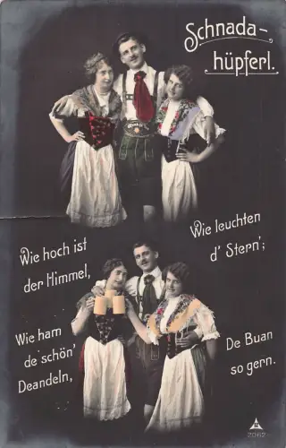 B093 Schnadahuepfern Deutsche Trachten Volk 1915 1. Weltkrieg Feldpostkarte