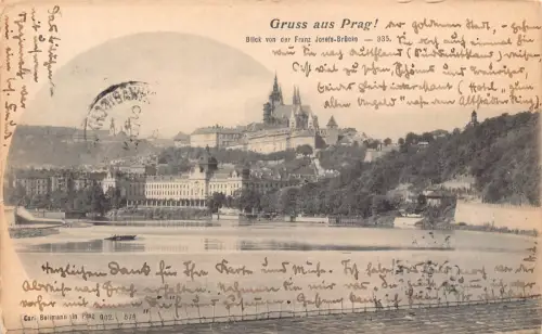 B110 Tschechien 1902 Gruss aus Prag Blick von der Franz Joseph Brücke AK