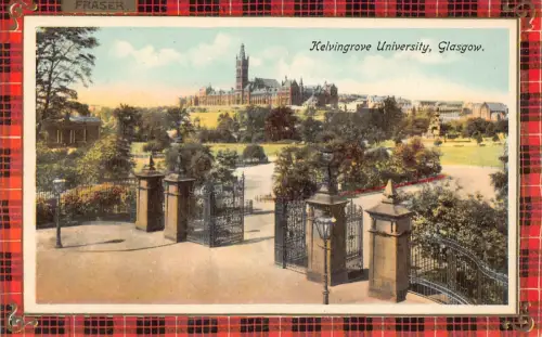 A031 Schottland Glasgow Kelvingrove University Tartan Fraser Postkarte