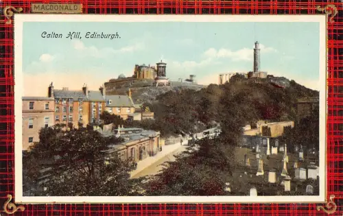 A031 Schottland Calton Hill Edinburgh Macdonald Tartan Vintage Postkarte