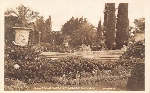 A833 Brasilien Sao Paulo Jardin do Museo Y Piranga Garten RPPC Postkarte